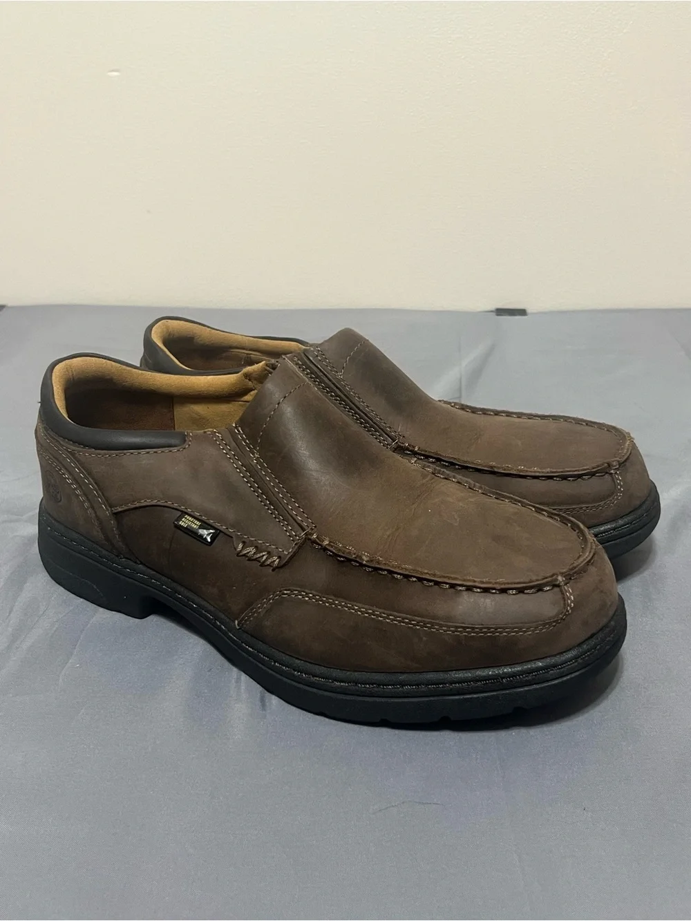 Timberland PRO ESD Anti-Fatigue Slip On Leather Work Shoes Mens 10.5W Brown